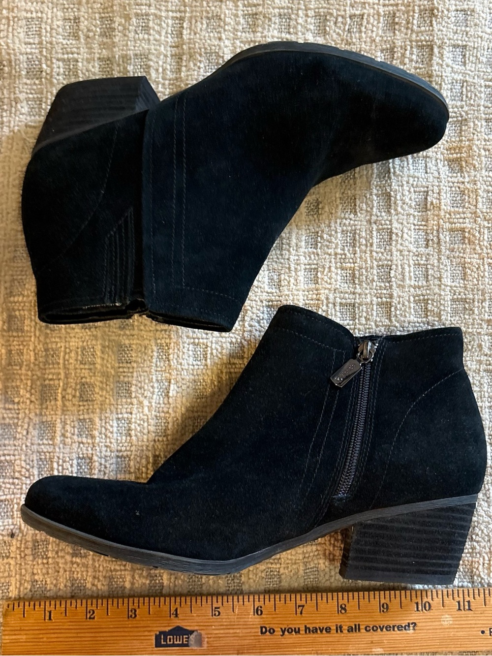 Boldon  Black Women's Suede Ankle Boots with Low Block Heel